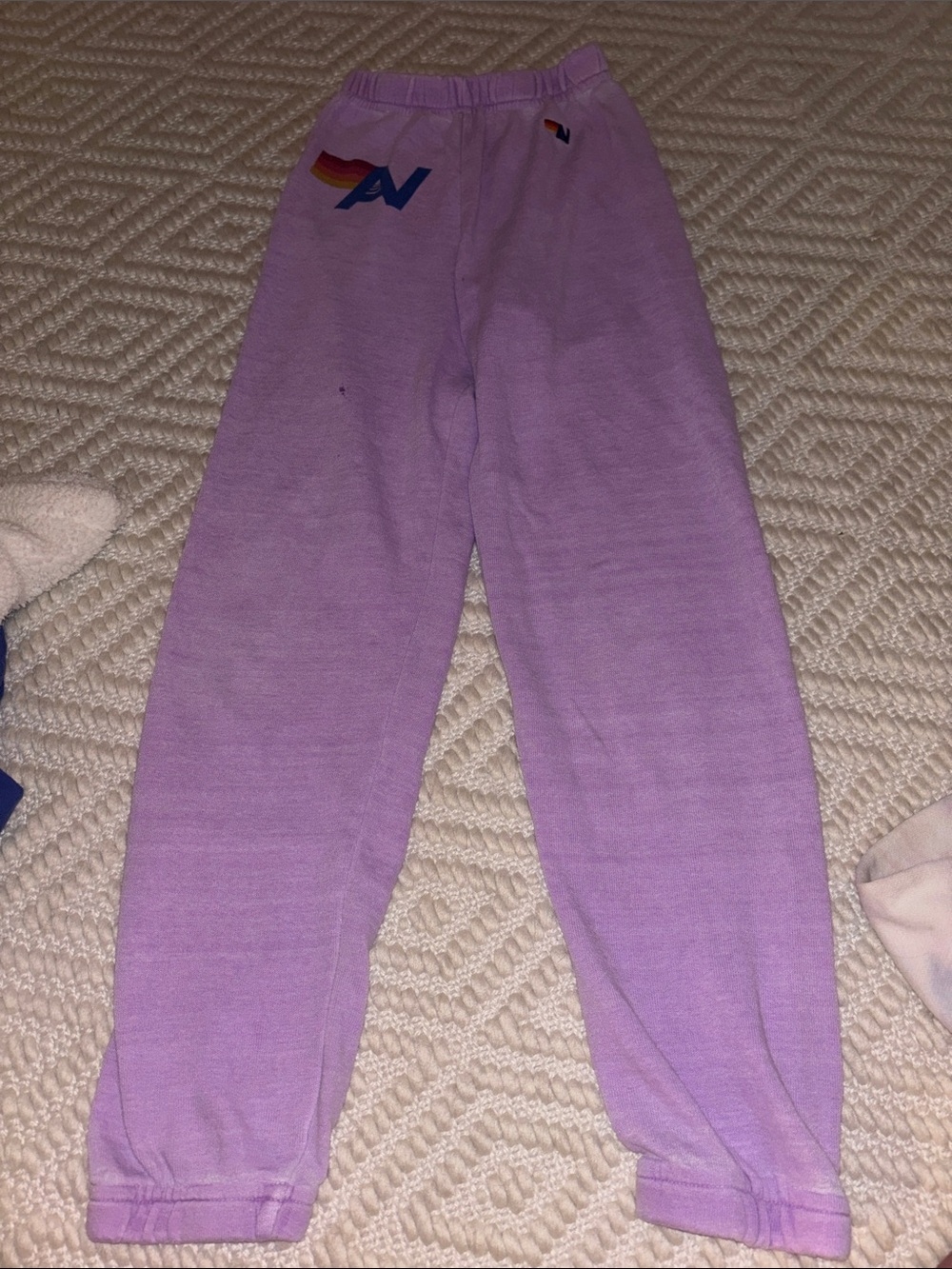 Aviator Nation Kids Lavender Jogger Pants with Rainbow Logo